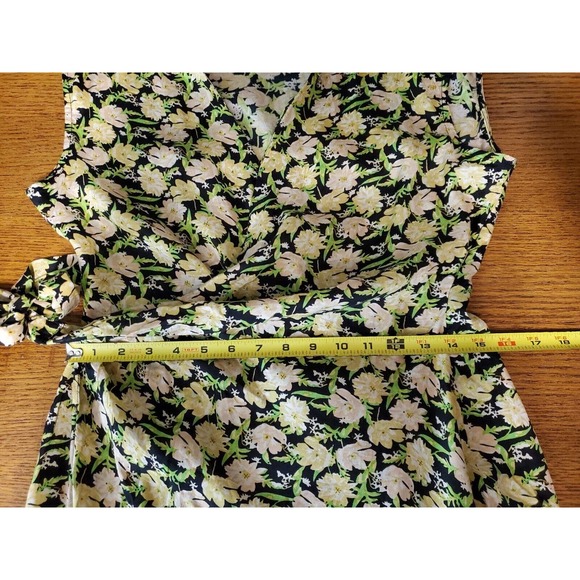 Urban Outfitters LARGE Floral Wrap Mini Dress YELLOW Tie Waist - Picture 10 of 12